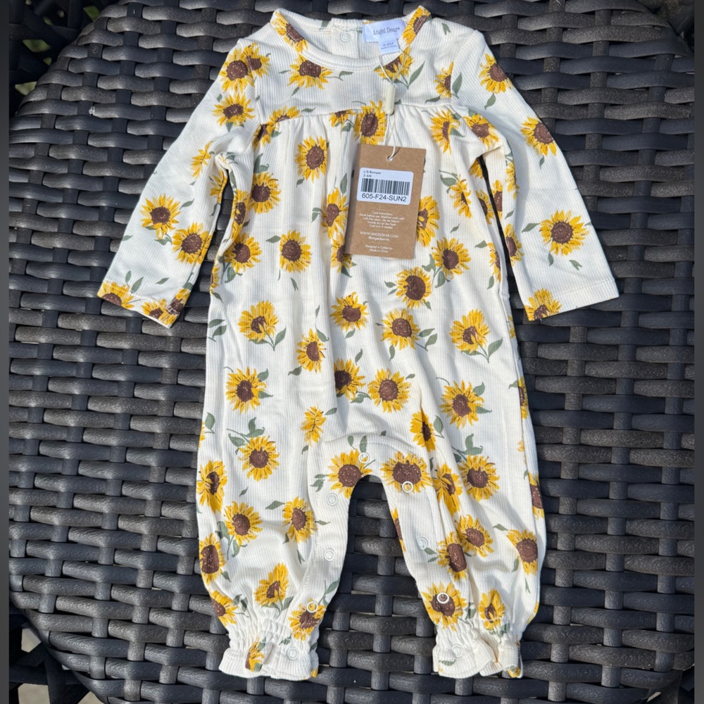 Angel Dear Sunflower Long Sleeve Romper - Size 3-6 months - NWT